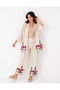 Premium Ethnic Embroidery Kimono Jacket and Pants Two-Piece Set - 4