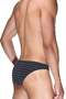 Men's Striped Patterned Anthracite Cotton Classic Slip Underpants - 2