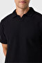 Regular fit buttonless black polo collar t-shirt - 3