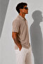 Men's Short Sleeve Ribbed Half Button Closure Polo Collar T-Shirt 26001 - 4