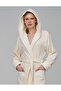 Women's Hooded Collar Pyramid Bamboo Cotton Soft Absorbent Luxury Bathrobe - 2