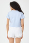 Women's Light Blue Regular Fit Steel Interlock Fabric T-Shirt - 6