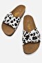 Women's Single Buckle Belted Slippers White Leopard - 5