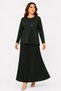 Women's Middle-Aged and Above Large Size Simple Stone Embroidered Mother Pleated Skirt Blouse Set 25535