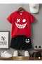 Summer Children's T-Shirt Shorts Unisex (White Smiling Man Print)