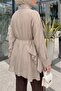 Buttoned Belted Bat Sleeve Flounce Oversize Modal Tunic - Mink - 5