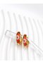 Steel Enameled Flower Motif Earrings (Orange)
