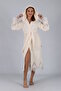 Hooded Bamboo Cotton Lace Women's Bathrobe Soft Textured Stylish - 2