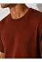 Men's Short Sleeve Ribbed Crew Neck Stretchy T-Shirt 26113 - 2