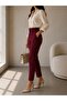 Narrow Leg Belt Detailed Fabric Trousers - 4