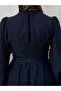 Tamora Chest Ruffle Wave Model Dress-Pa9883 Navy Blue - 6