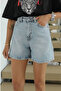 Women's Light Blue Premium Denim Shorts - 4