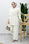 Shawl Detailed Waist Drawstring Double Set Tsd260229 Ecru - 3