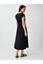 Black V-Neck Cotton Midi Dress - 5