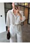 Embroidered Crop Shirt Pants Set Ecru - 5