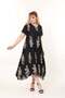 Women's Plus Size Black Mink Branch Patterned Stylish Asymmetrical Dress - 3