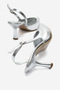 Siena Women's Stiletto Pointed Toe Open Back Strap Heeled Shoes Silver - 6