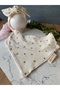 100% Cotton Cream Color Glittery Gold Heart Patterned Headband and Drool Bib Set of 2 - 6