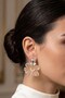 Yellow Chunky Stone Acrylic Dangle Earrings with Mini Pearls in the Center - 2