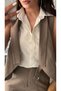 Mink cotton linen shirt detailed vest-pant set - 8