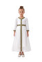 D'Daniela - Elegant Kaftan with Embroidered Empire Waist - White - 4Y to 7Y