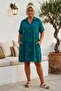 Blue-Green Shirt Collar Short Sleeve Patterned Casual Viscose Woven Dress 105 65 - 5