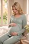 New Season Green Poncho Lace Dressing Gown with Breastfeeding Feature, Special Design Maternity Dressing Gown Pajama Set - 7