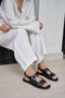Lois Women's Black Double Buckle Flat Sole Sandals - 2