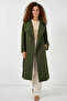 Women's Double Breasted Collar Belted Khaki Trench Coat