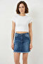 Women's Tasseled Mini Cotton Navy Blue Denim Skirt - 4
