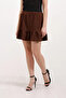 Women's Ruffled Hem Brown Skirt - 4