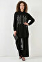 Women's Shirt Collar Patterned Viscose Black Double Set - 8