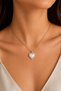 316L Steel Gold Color Pearl Heart Model Zircon Stone Women's Necklace - 2