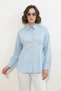 Women's Blue Shirt with Waist Belt - 3