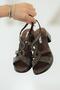 Poleny Women's Stoned Leather Heeled Sandals Brown - 4