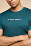 Typography Print T-Shirt with Crew Neck and Short Sleeves - 6