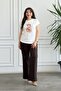 Wide Leg Cropped Jeans with Lace Detail - 5