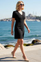 Women's Plus Size Floral Print V-Neck Short Sleeve Skater Cut Knitted Dress Casual Comfortable Modern Stylish - 2