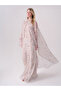 Printed Chiffon Dress with Cape Detail - 3