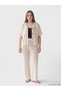 Beige Women's Pants with Elastic Waist - 2