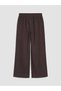 Brown Women's Linen Trousers with Elastic Waist - 2