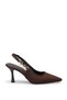 Women's Pointed Toe Open Back Thin Heeled Shoes 0012123 Matte Brown - 3