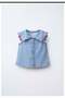 Girl's Ruffle Collar Denim Shorts Set - Summer Denim 2-Piece Set - 3