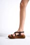 Bitter Brown Gold Detailed Genuine Leather Sandals Tr31My59E - 3