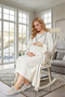 New Season Ecru Summer Special Design 100% Cotton Short Sleeve Maternity and Postpartum Dressing Gown and Nightgown Set with Easy Breastfeeding Feature - 3