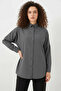 Women's Oversize Basic Cotton Gray Hijab Shirt - 2