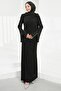 Black Waist Gathered Stone Evening Dress - 4