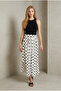 Women's Beige Black Polka Dot Skirt with Oval Linen Hem Yy101395 - 2