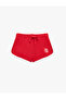 Embroidered Cotton Ribbed Waist Tie Mini Shorts - 5