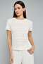 Striped Knit Top with Crew Neck and Short Sleeves